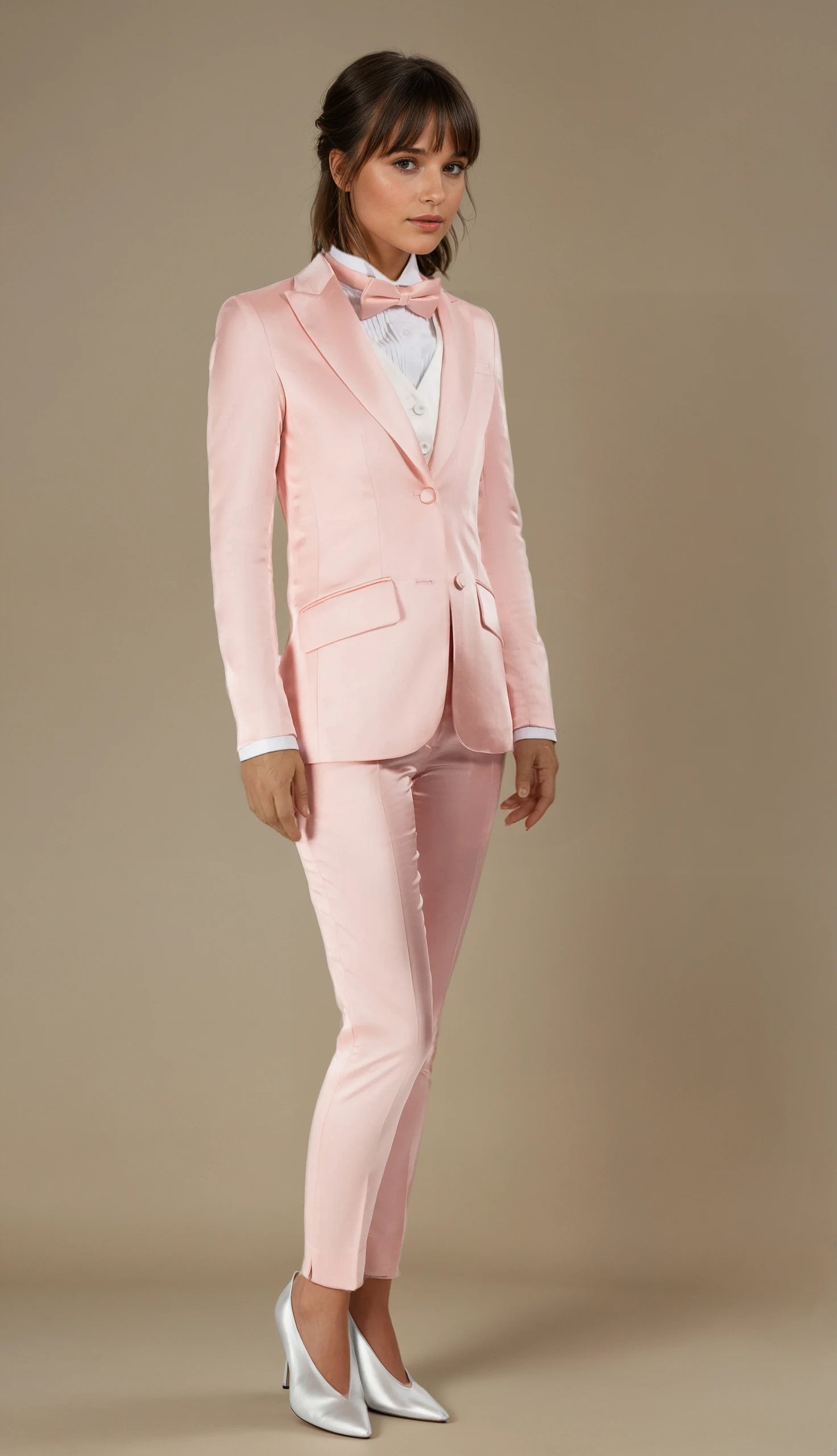 Blush Pink Satin Peak Lapel Tuxedo Jacket