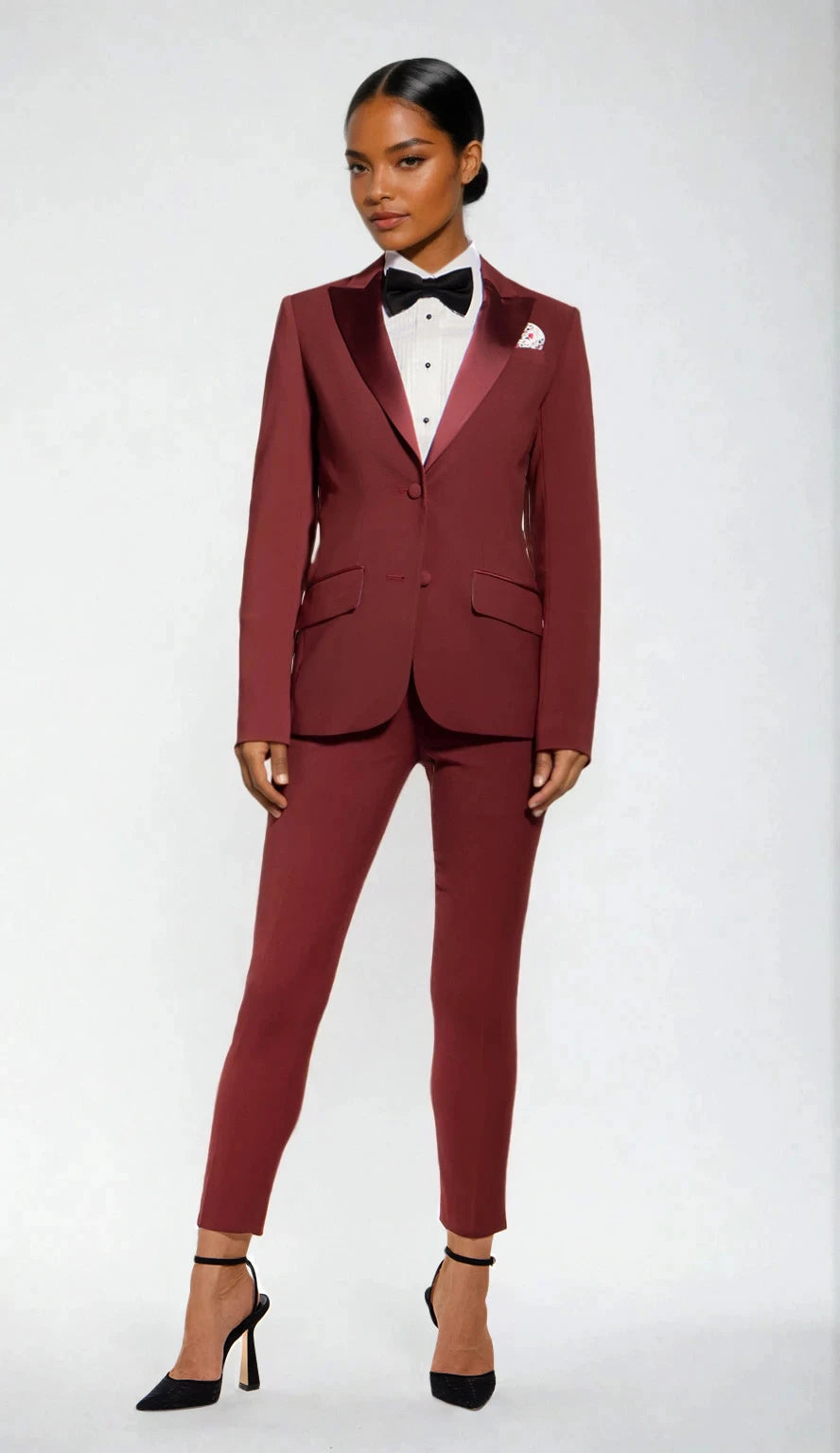 Burgundy Ultra Slim Fit Tuxedo Pants