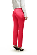 Fuchsia Satin Slim Fit Tuxedo Pants w/ Satin Back Pocket