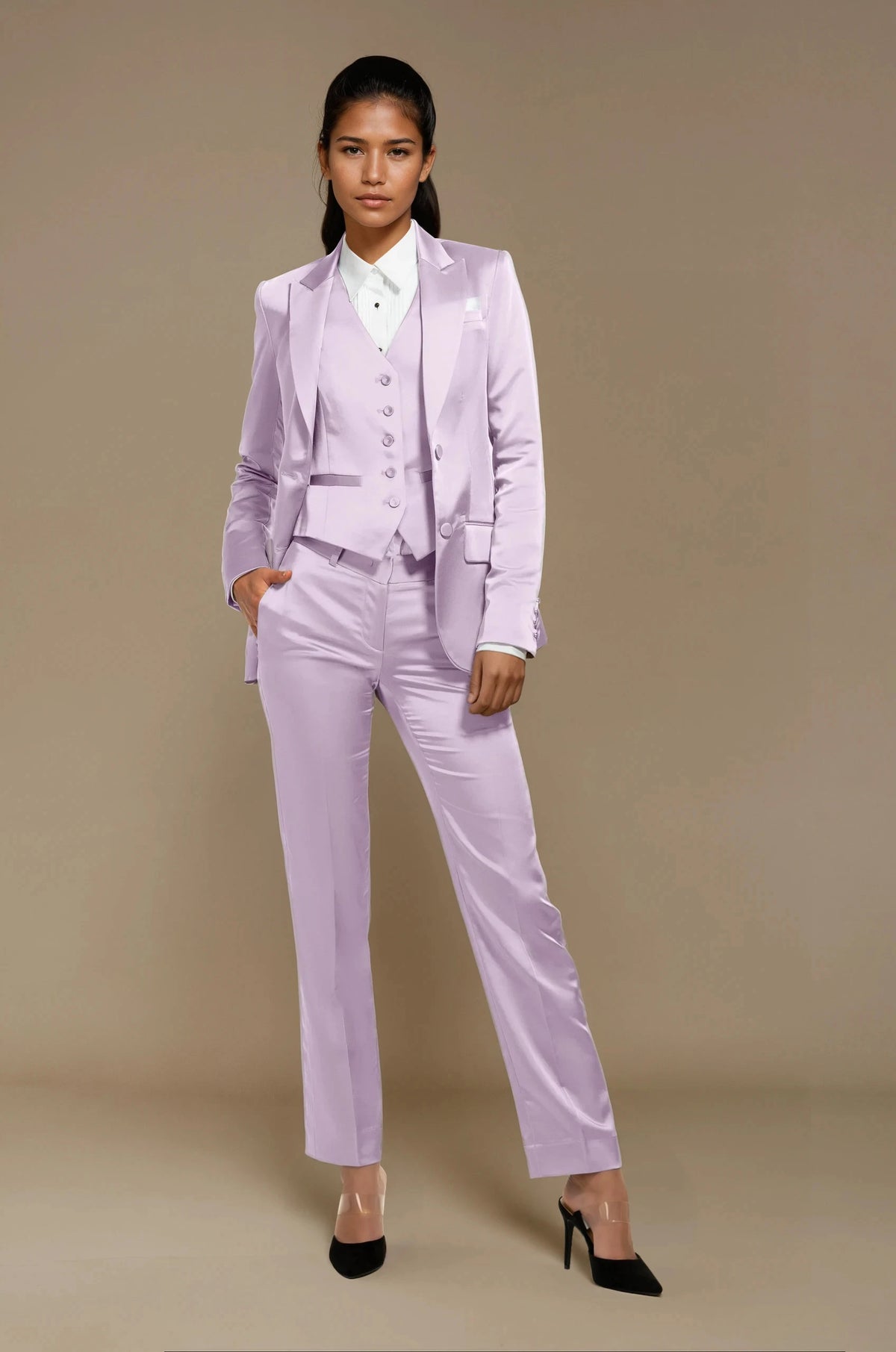 Lavender Satin Peak Lapel Tuxedo Jacket