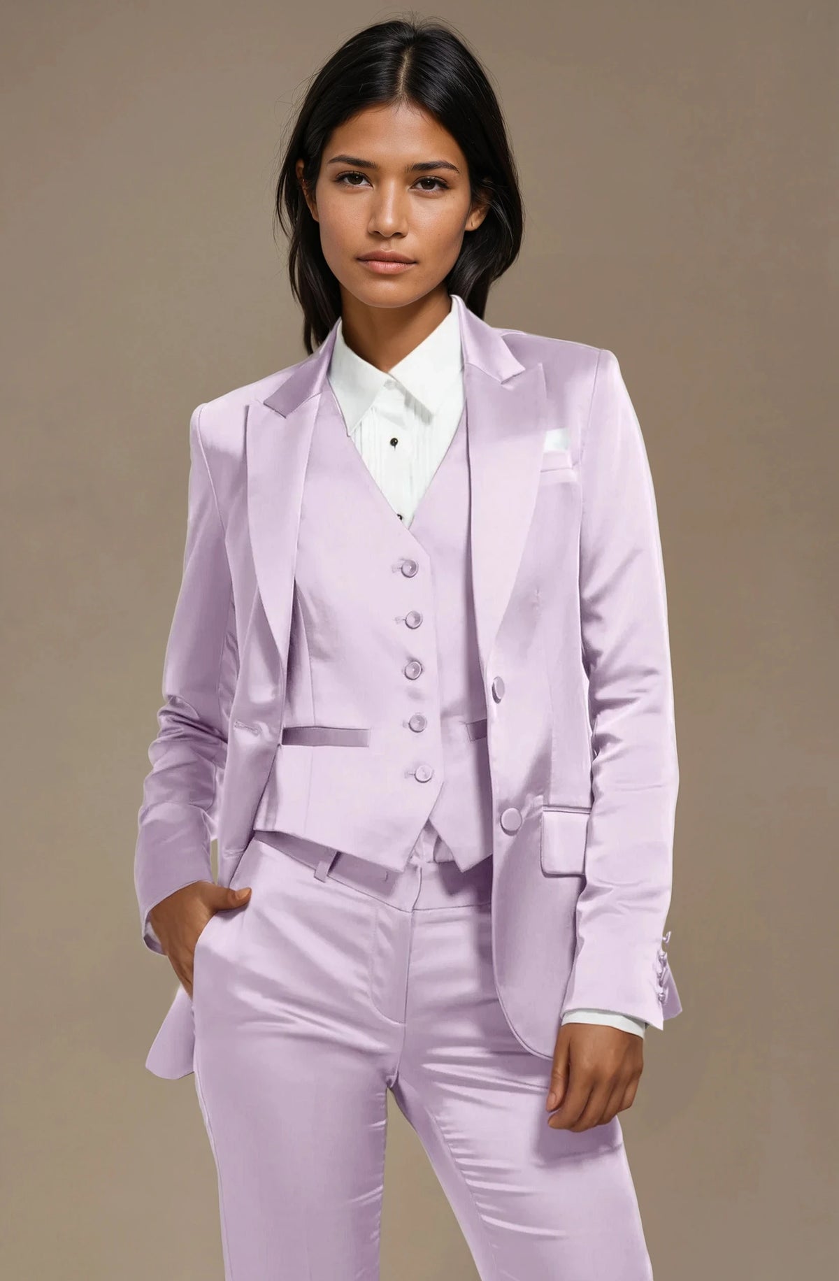 Lavender Satin Peak Lapel Tuxedo Jacket