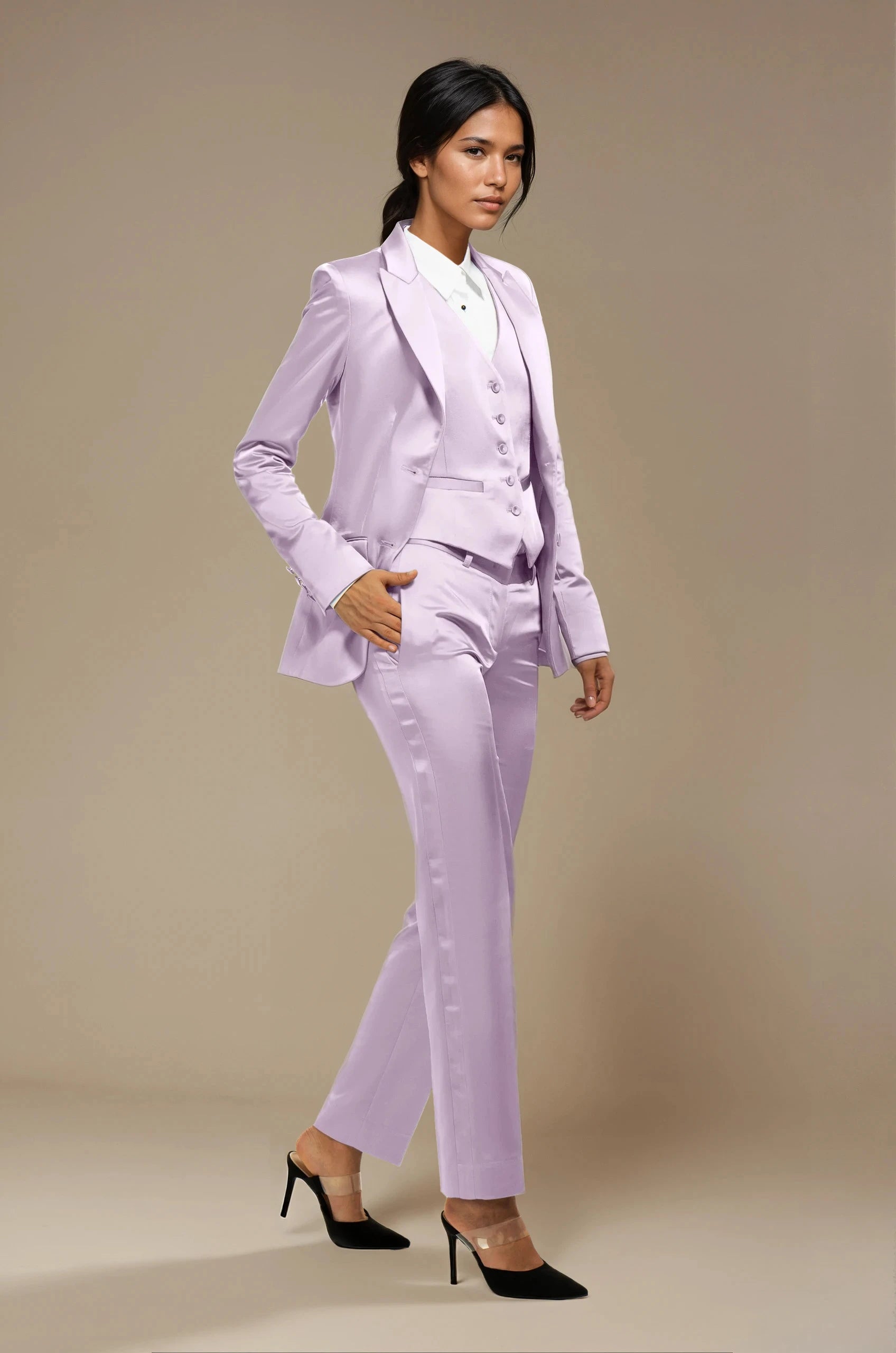 Lavender Satin Peak Lapel Tuxedo Jacket