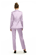 Lavender Satin Slim Fit Tuxedo Pants w/ Satin Back Pocket