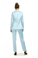 Sky Blue Satin Slim Fit Tuxedo Pants w/ Satin Back Pocket