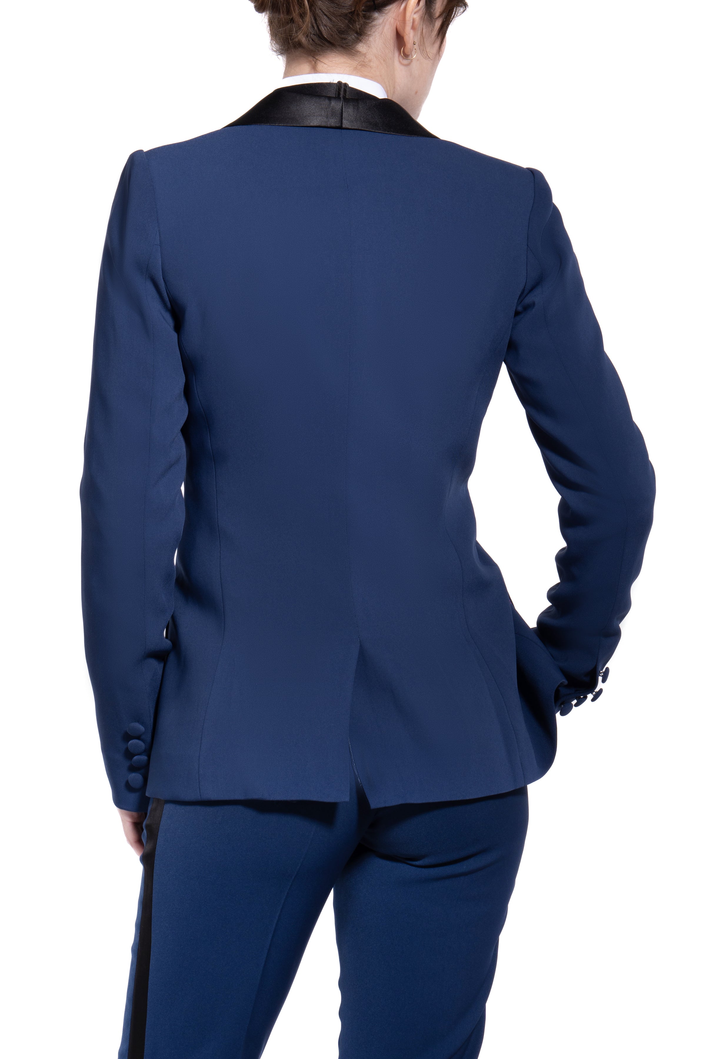Royal Navy & Black Shawl Collar Tuxedo Jacket