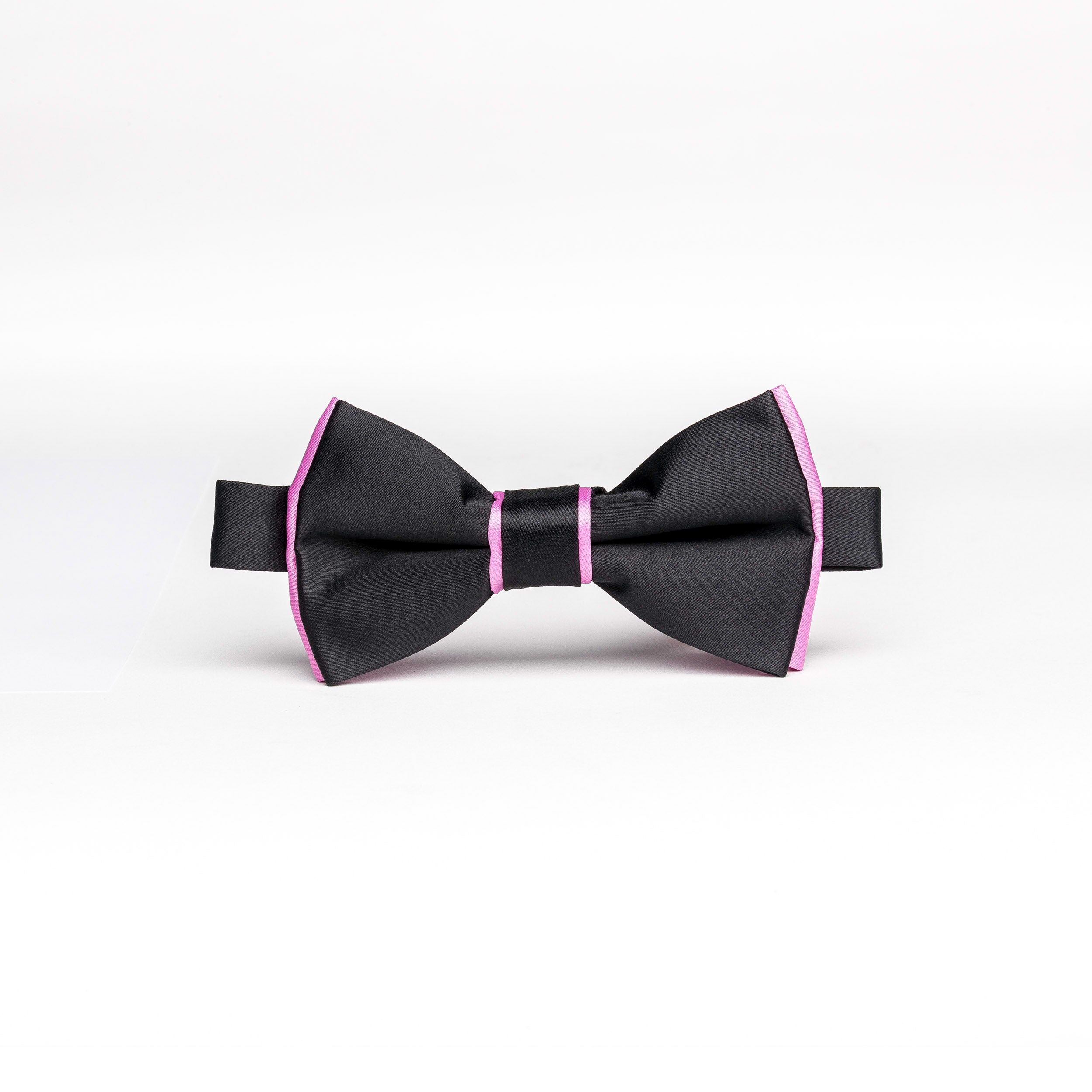 Black & Pink Trim Poly/Linen Bow Tie