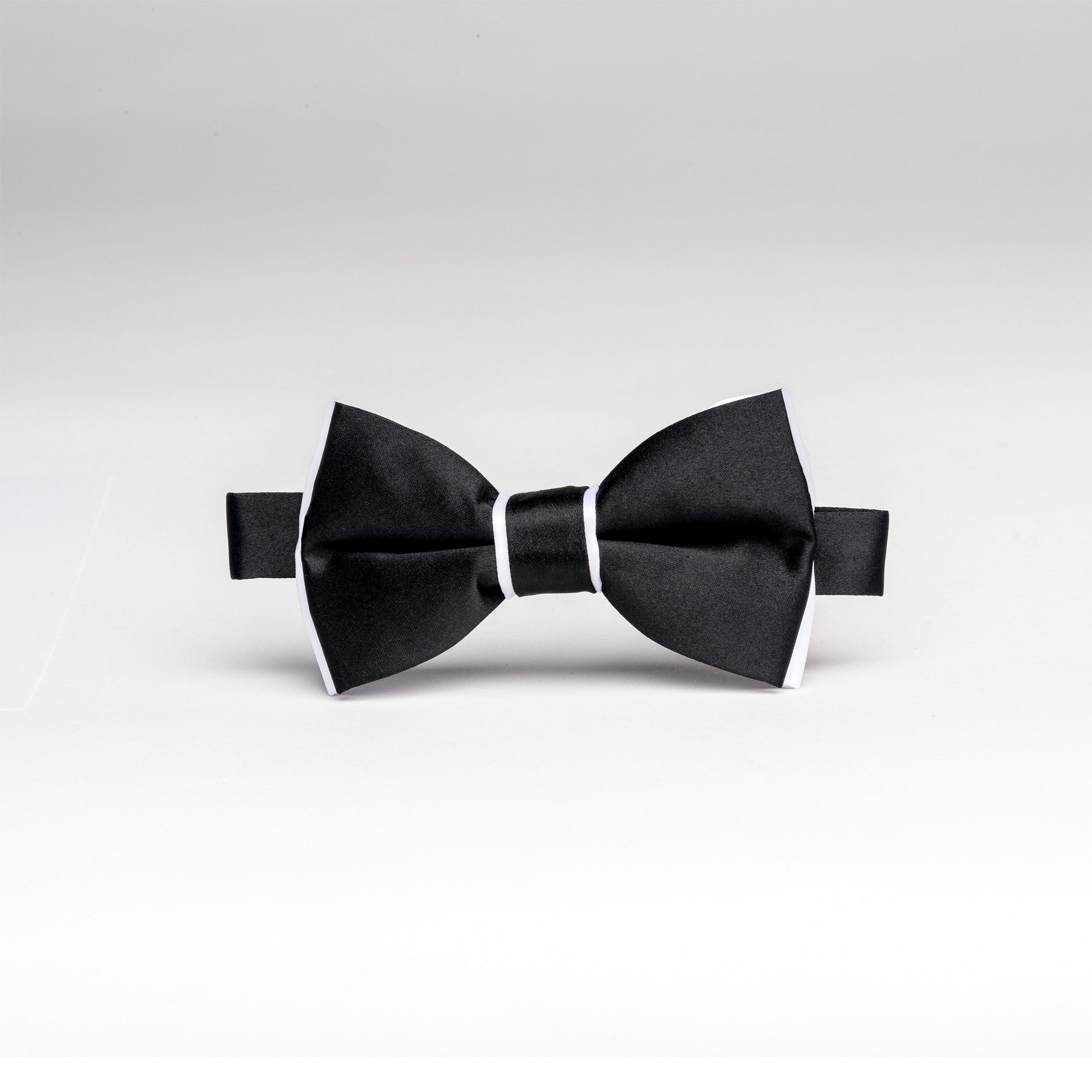 Satin Black & White Trim Bow Tie - Women’s Tuxedo Suits | girls prom tuxedo | gal tux | Wedding Party, Bridesmaids