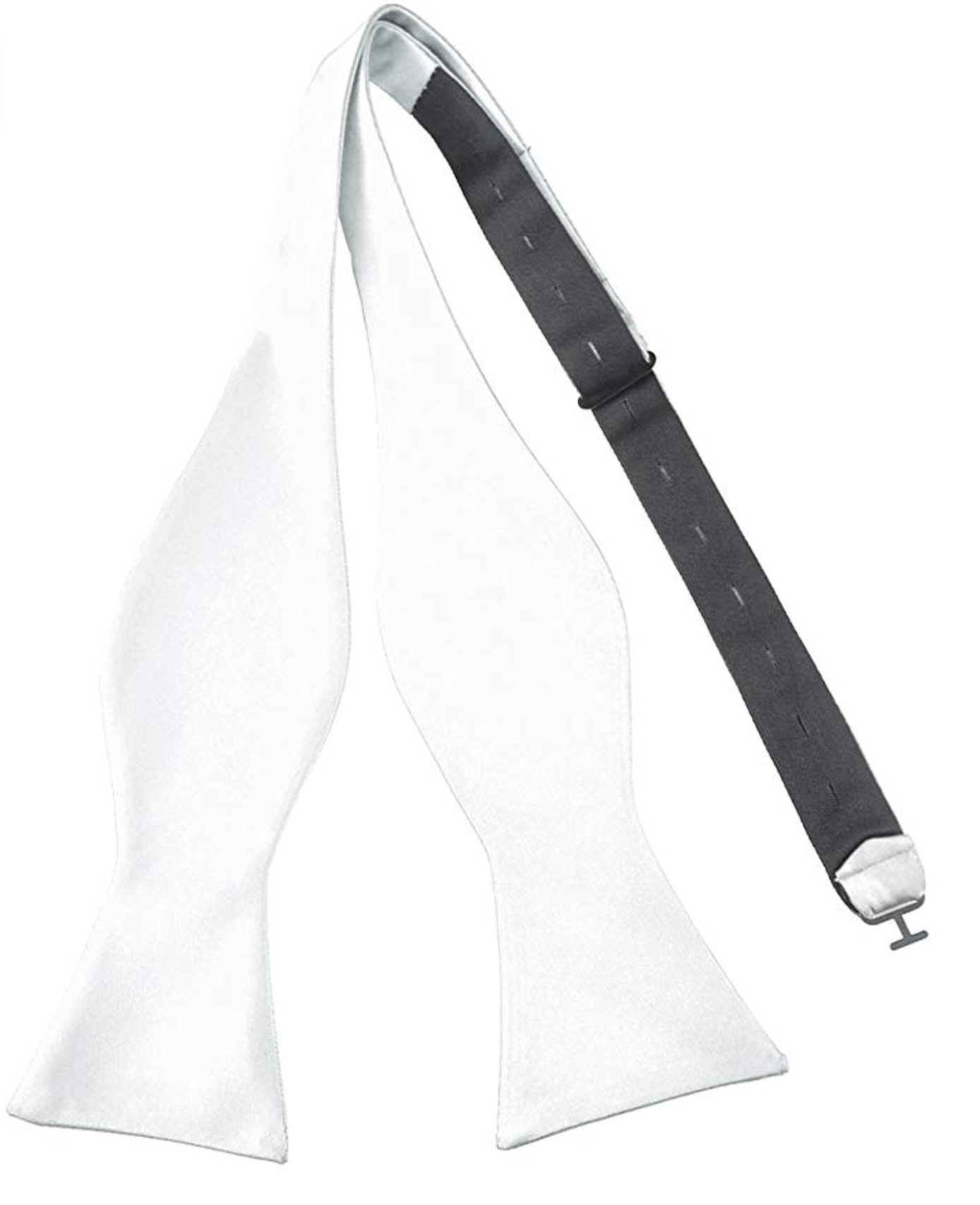 Little Black Tux White Satin Self Tie Bow Tie for Women