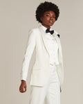 Diamond White Shawl Collar Long Tuxedo Jacket - Women’s Tuxedo Suits | girls prom tuxedo | gal tux | Wedding Party, Bridesmaids