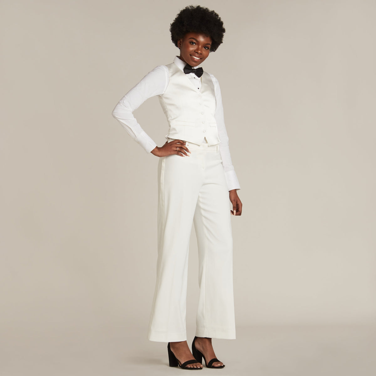 Diamond White Straight / Wide Fit Tuxedo Pants - Women’s Tuxedo Suits | girls prom tuxedo | gal tux | Wedding Party, Bridesmaids