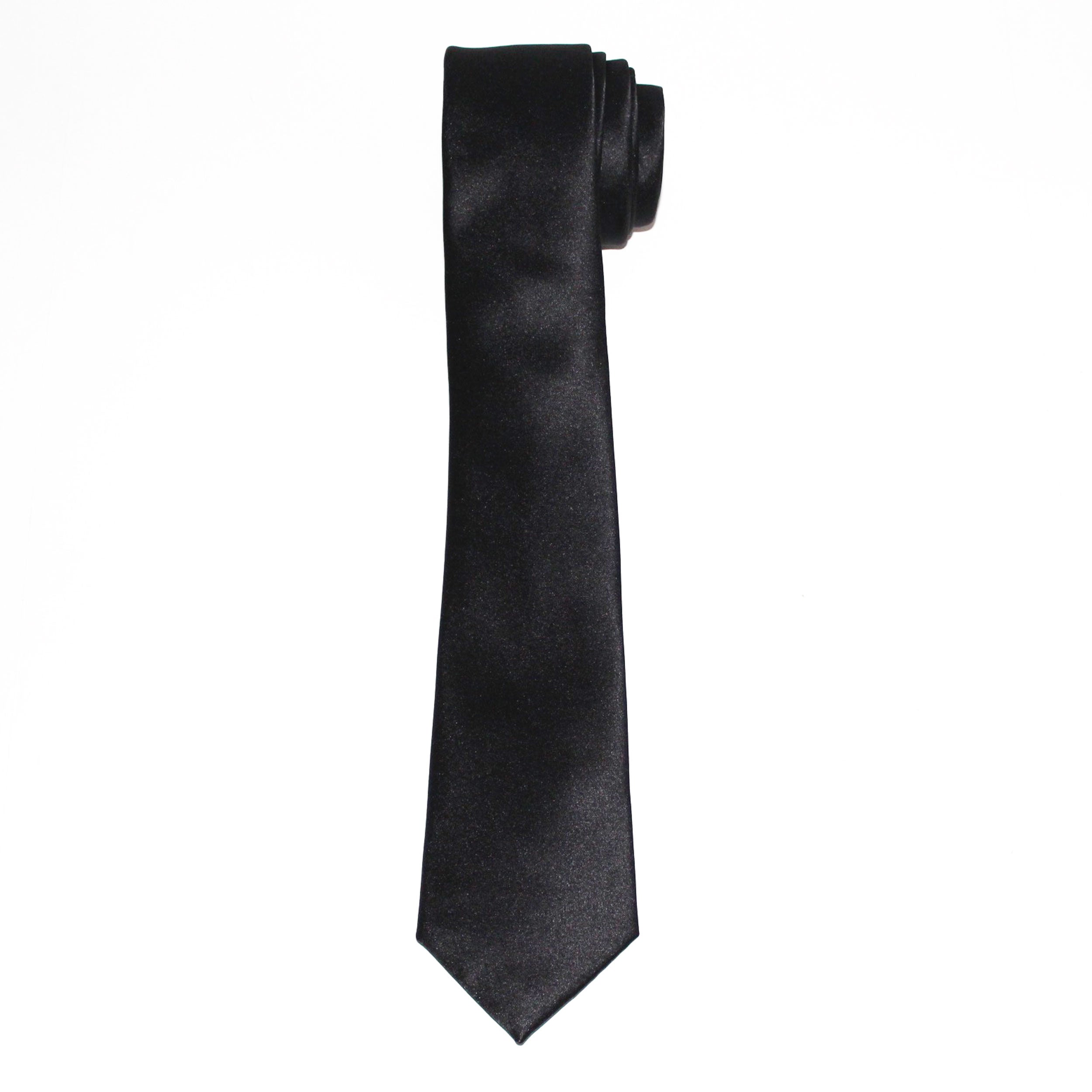 Black Satin Long Tie
