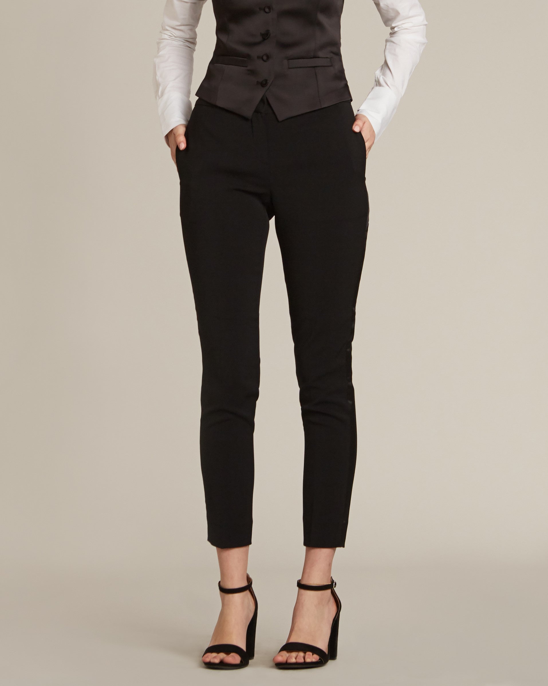 Black Ultra Slim Fit Tuxedo Pants w/ Satin Back Pocket