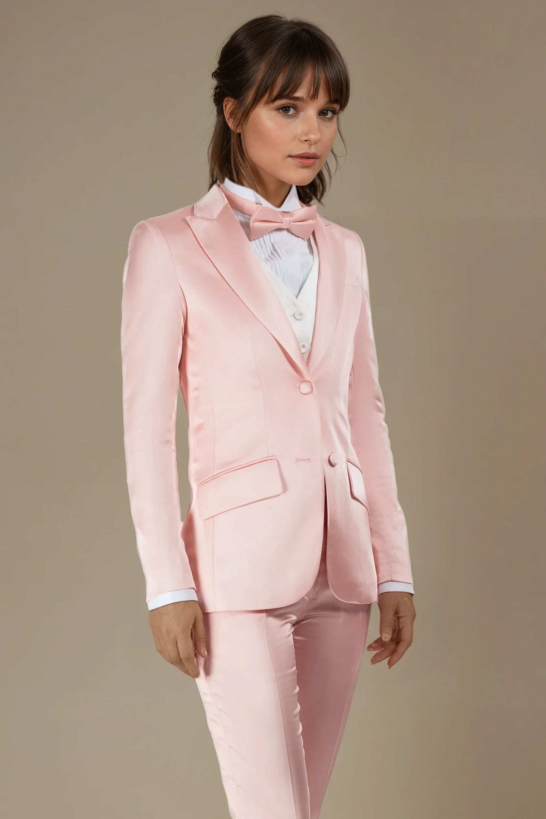 Blush Pink Satin Peak Lapel Tuxedo Jacket