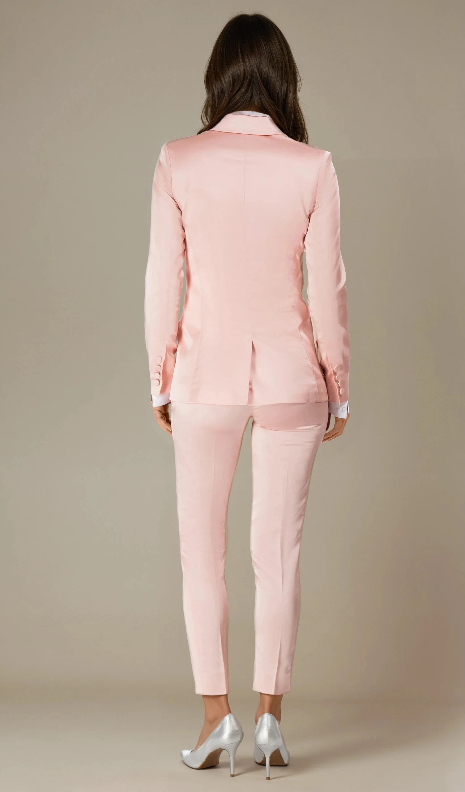 Blush Pink Satin Peak Lapel Tuxedo Jacket