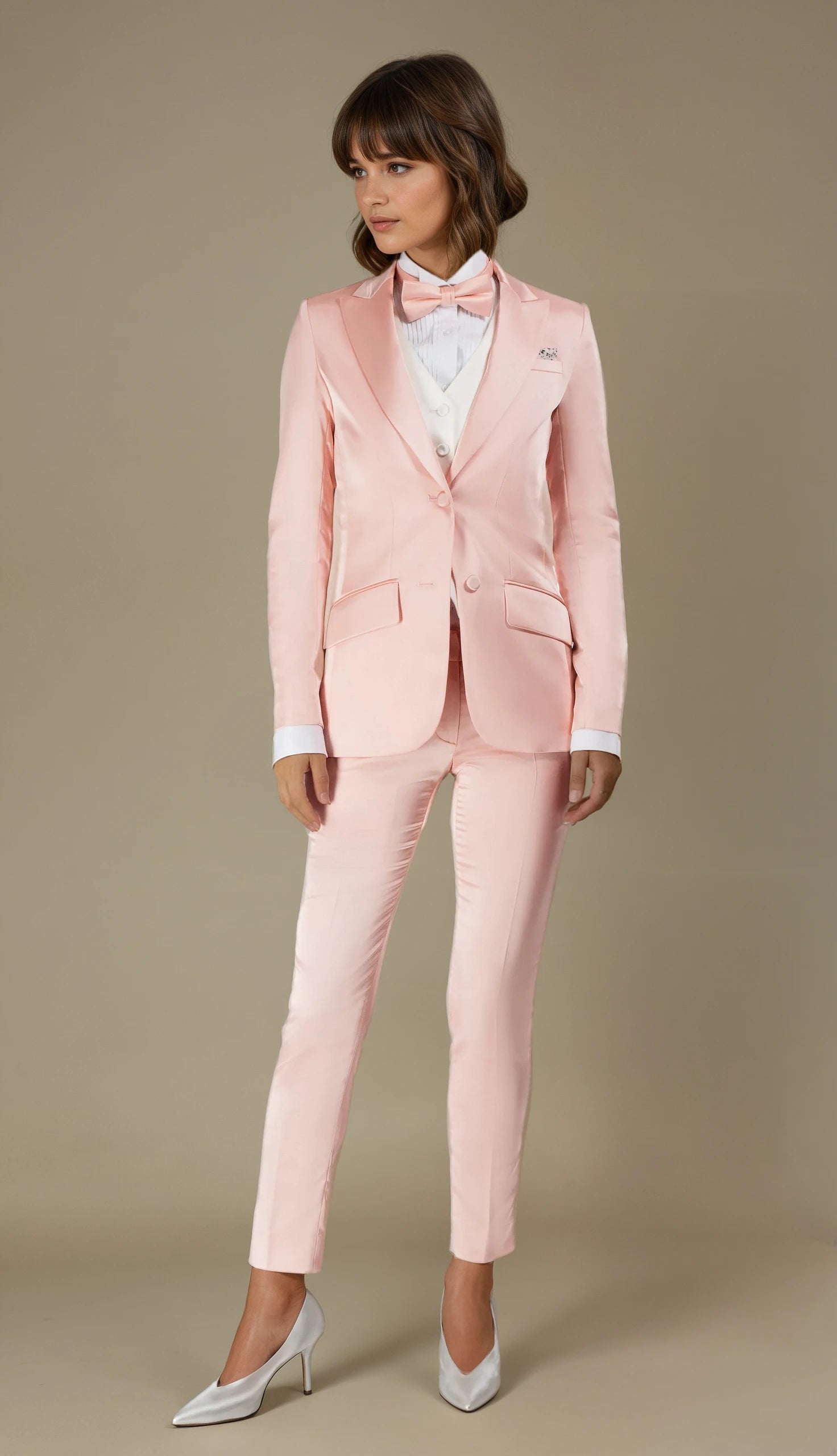 Blush Pink Satin Peak Lapel Tuxedo Jacket