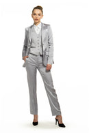 Silver Gray Satin Slim Fit Tuxedo Pants w/ Satin Back Pocket