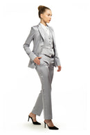 Silver Gray Satin Slim Fit Tuxedo Pants w/ Satin Back Pocket