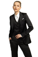 Black Satin Peak Lapel Tuxedo Jacket