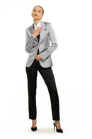 Silver Gray Satin Peak Lapel Tuxedo Jacket