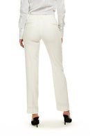 Pearl White Slim Fit Tuxedo Pants w/ Satin Back Pocket