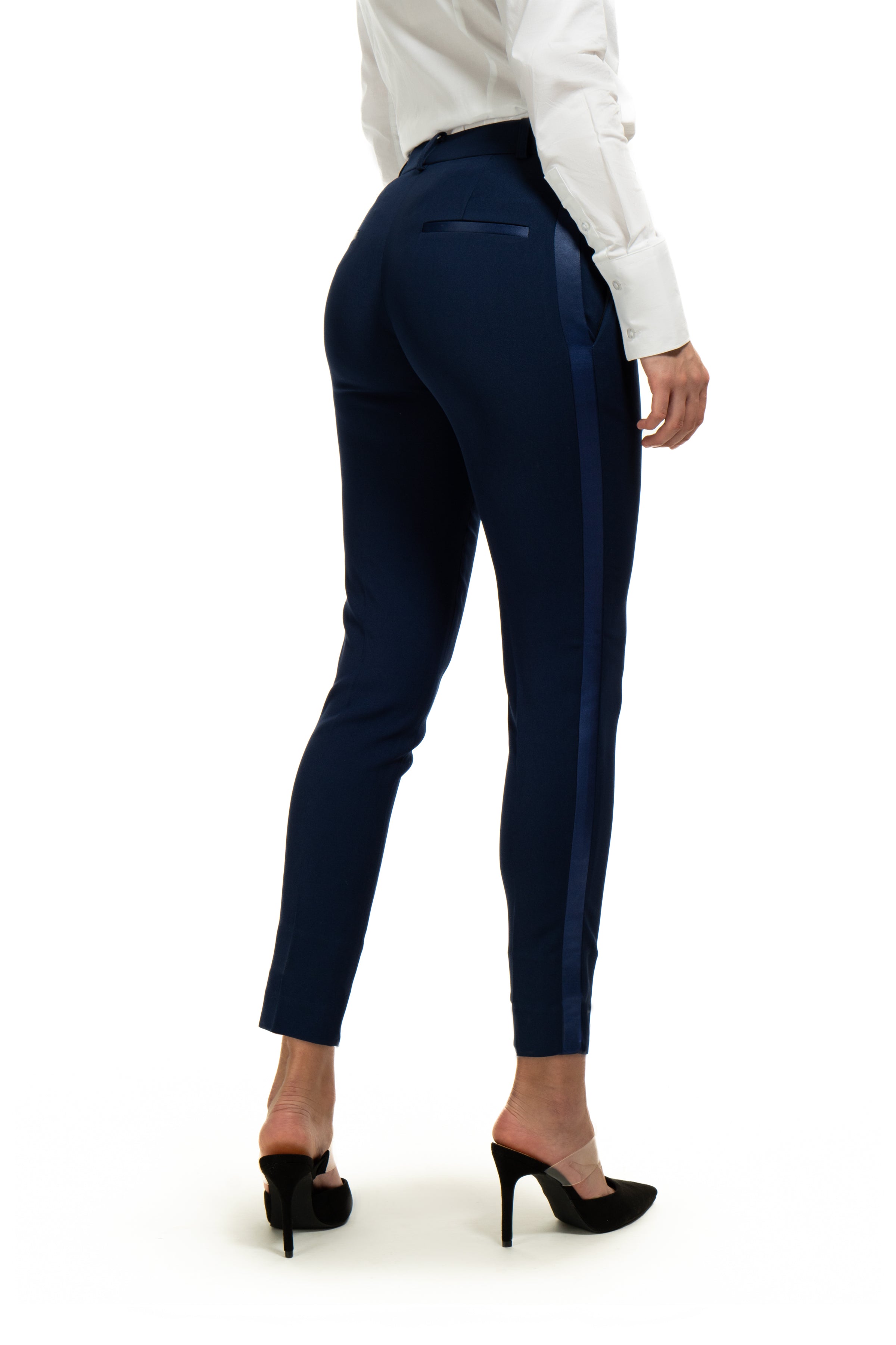 Royal Navy Blue Ultra Slim Fit Tuxedo Pants for Women – LITTLE BLACK TUX