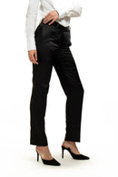 Black Satin Slim Fit Tuxedo Pants w/ Satin Back Pocket