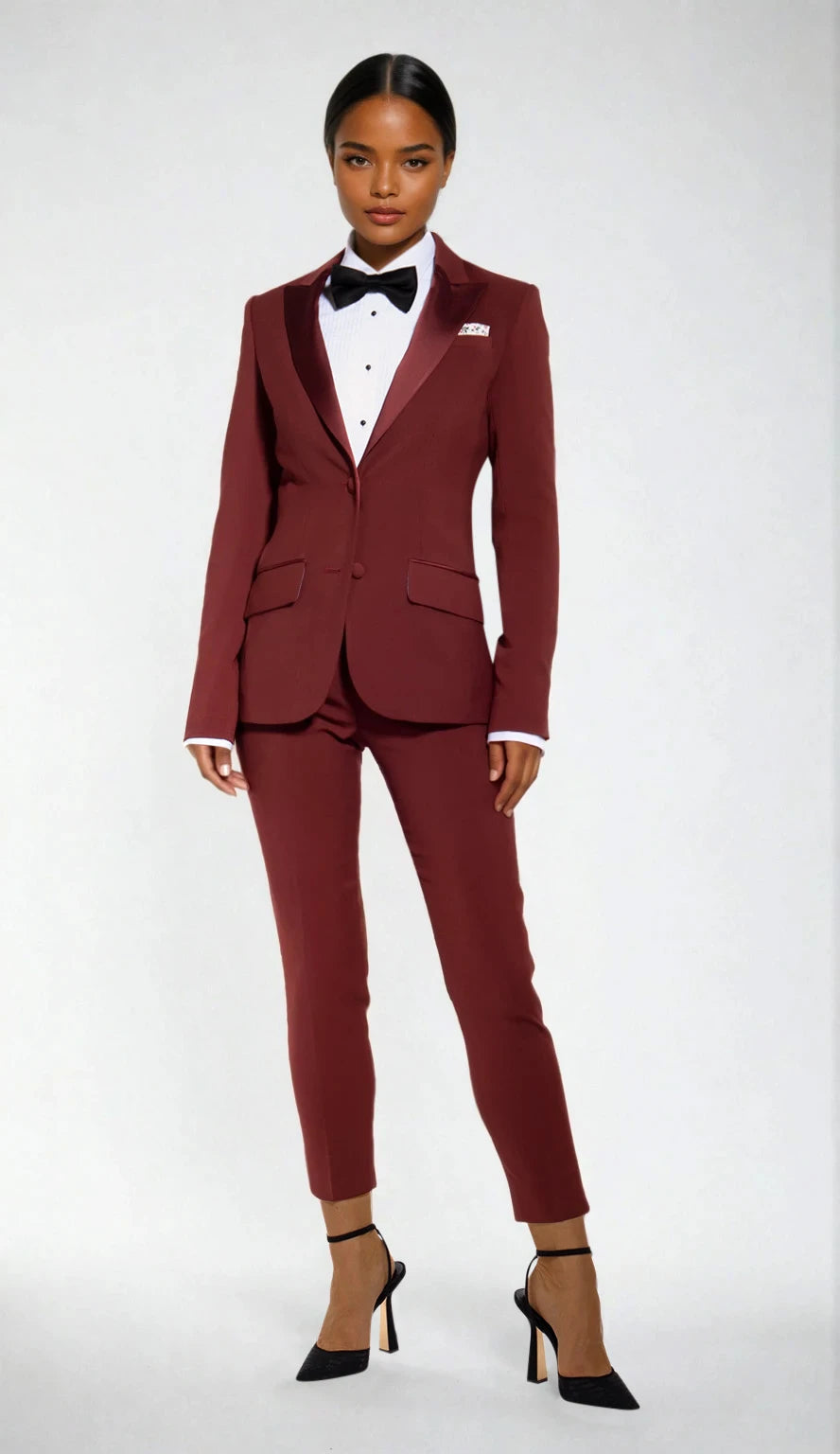 Burgundy Ultra Slim Fit Tuxedo Pants