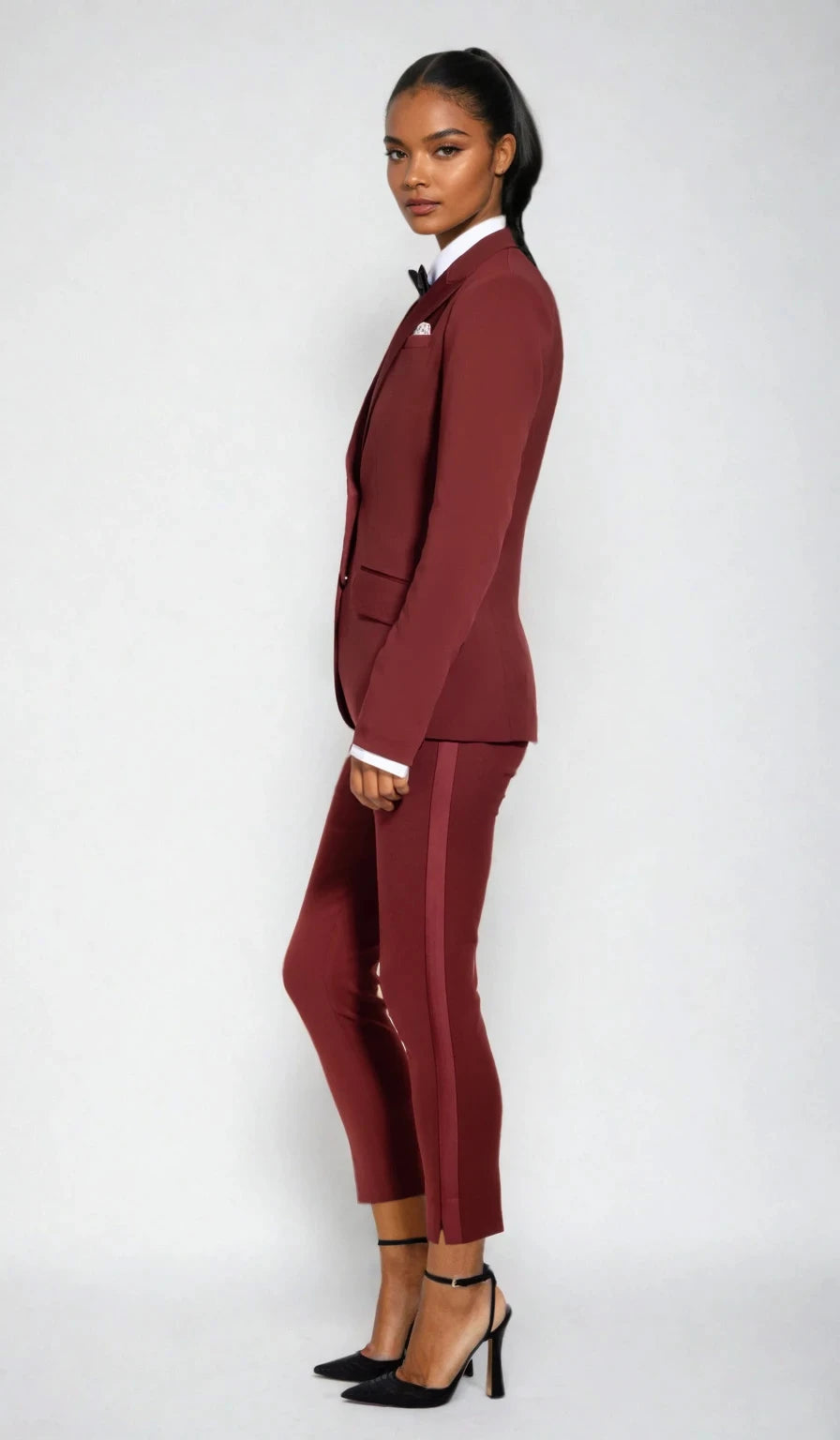 Burgundy Peak Lapel Tuxedo Jacket