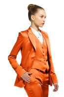 Copper Orange Satin Peak Lapel Tuxedo Jacket