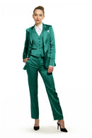 Emerald Green Satin Peak Lapel Tuxedo Jacket