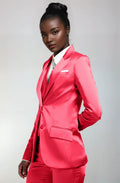 Fuchsia Satin Peak Lapel Tuxedo Jacket