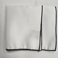 White Poly/Satin w/ Black Border Pocket Square