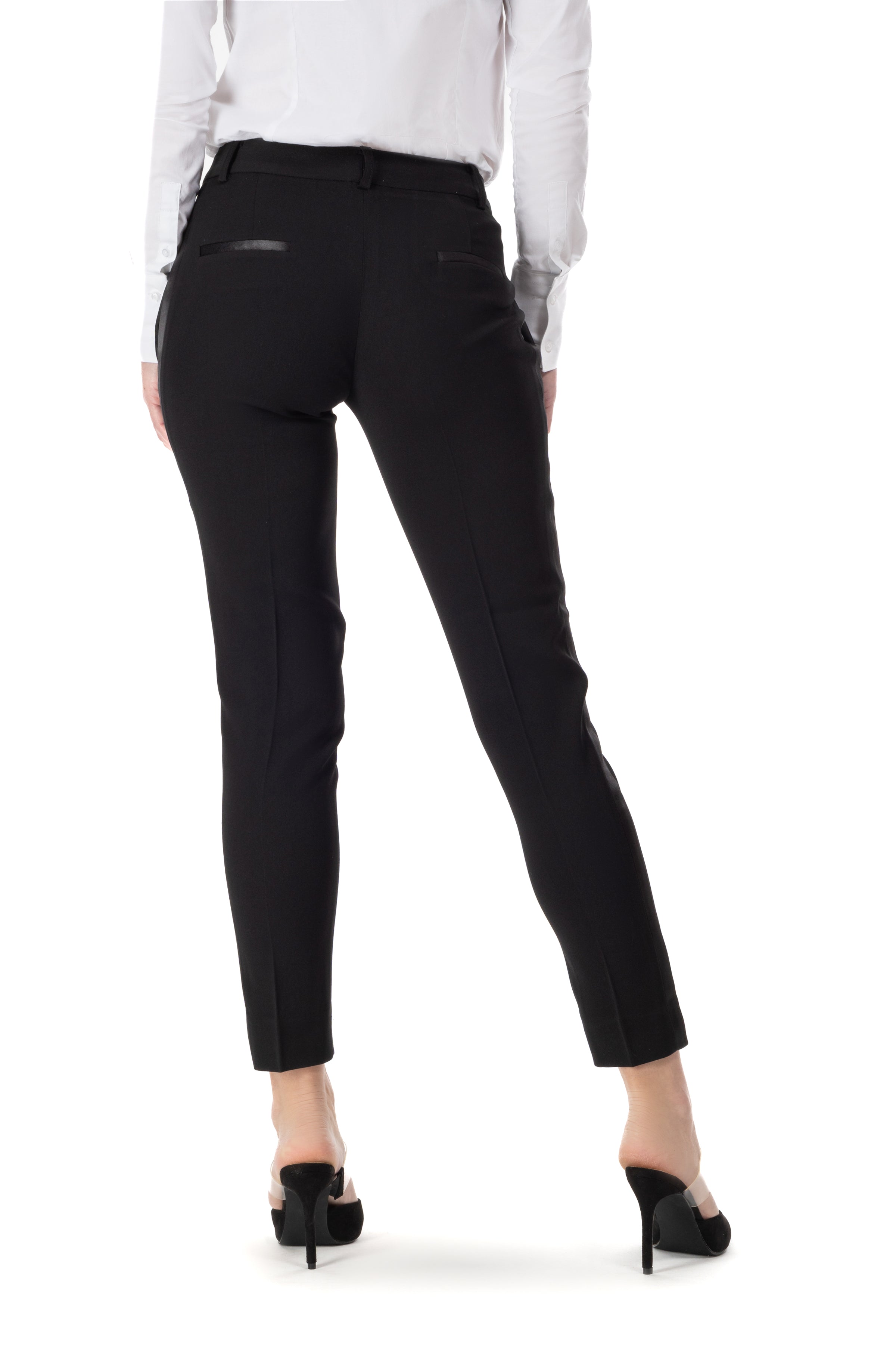 Black Ultra Slim Fit Tuxedo Pants w/ Satin Back Pocket