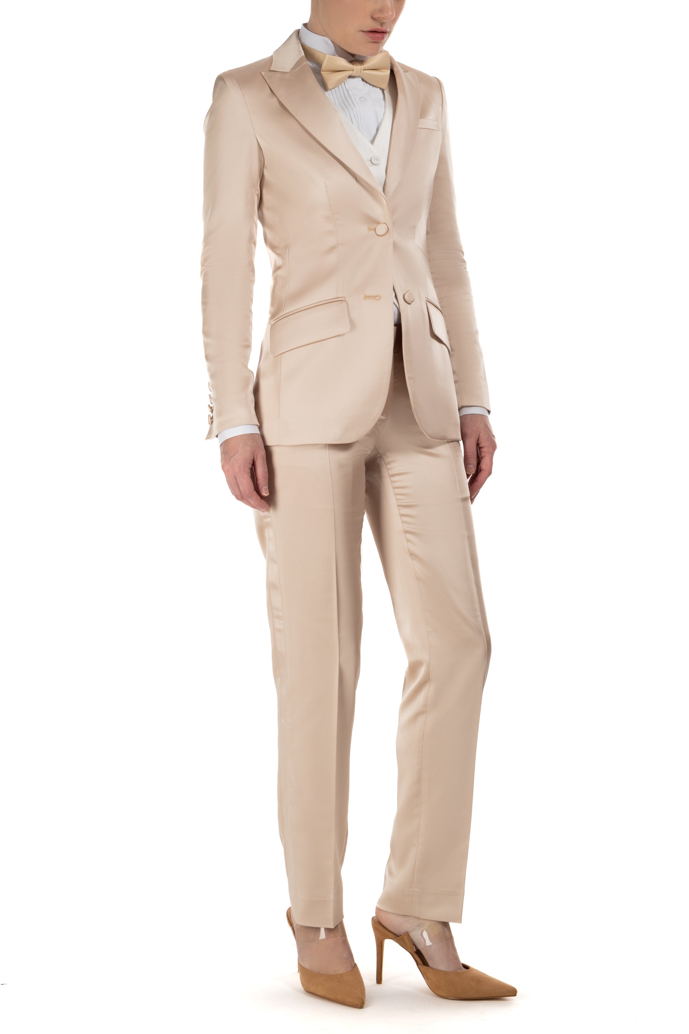 Champagne Gold Satin Peak Lapel Tuxedo Jacket