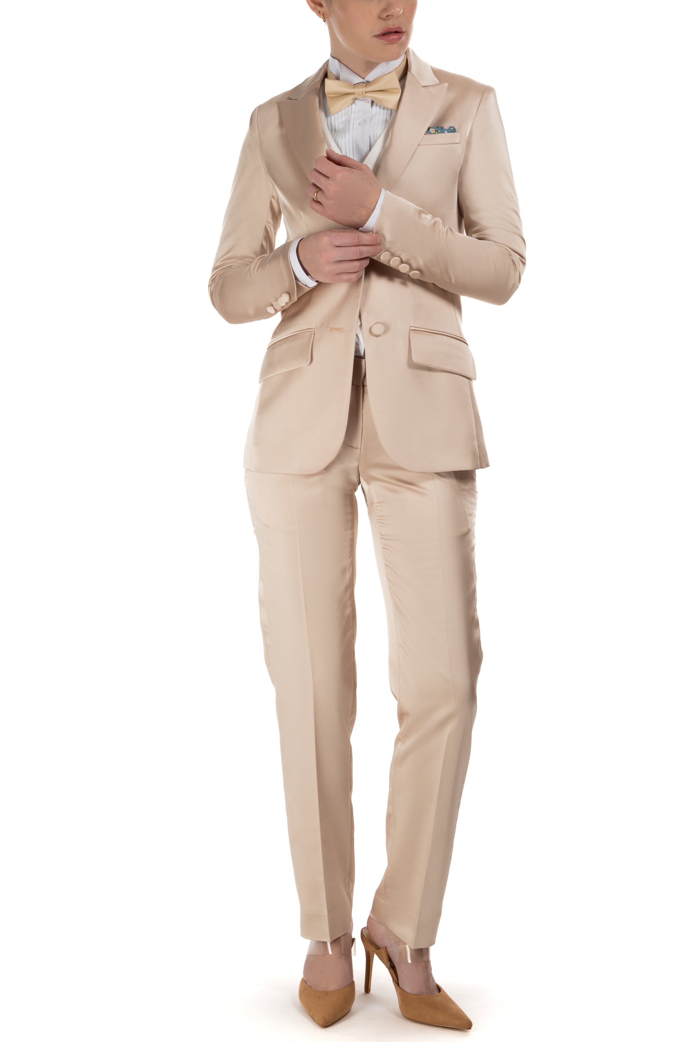 Champagne Gold Satin Peak Lapel Tuxedo Jacket