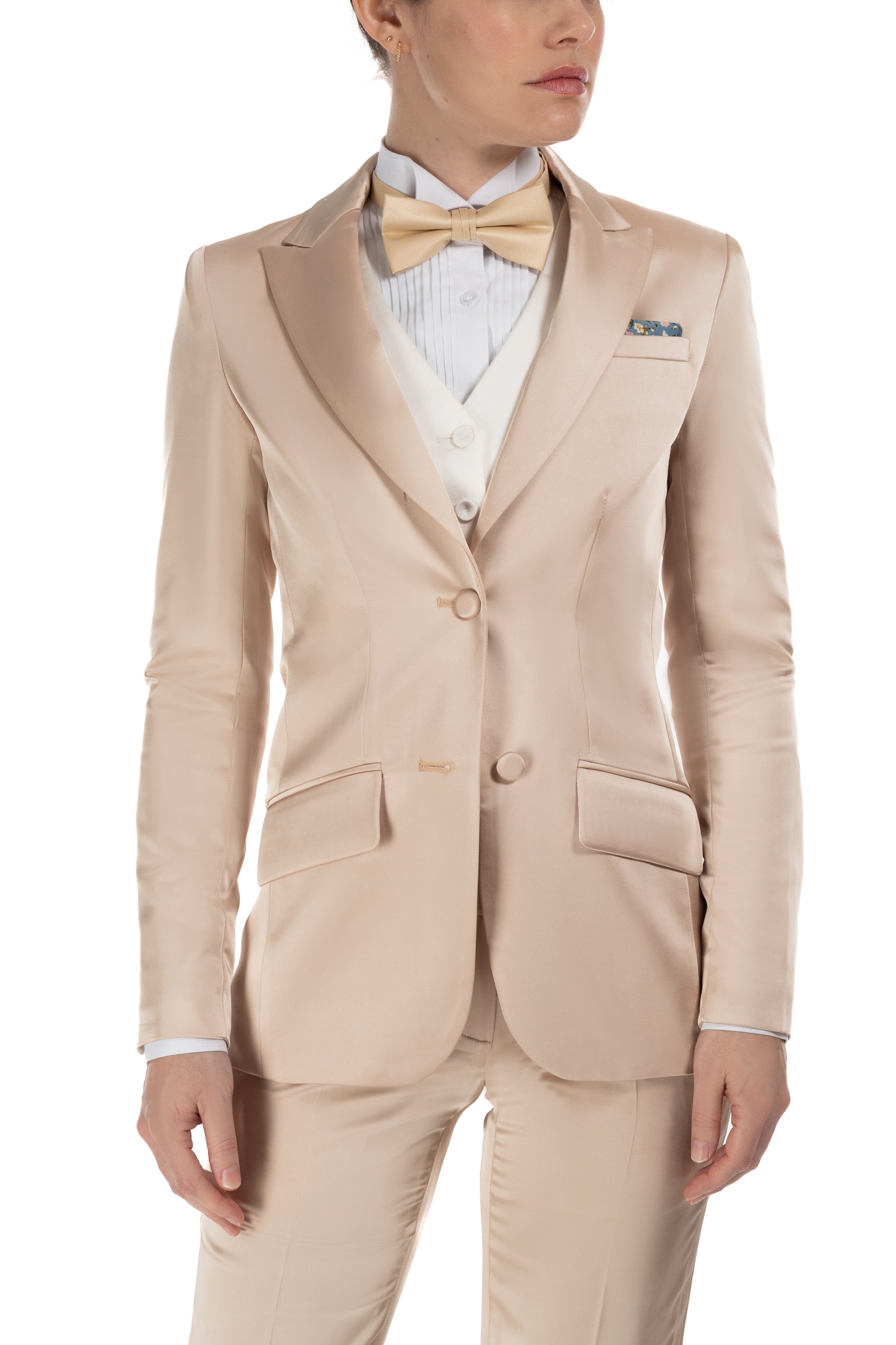 Champagne Gold Satin Peak Lapel Tuxedo Jacket