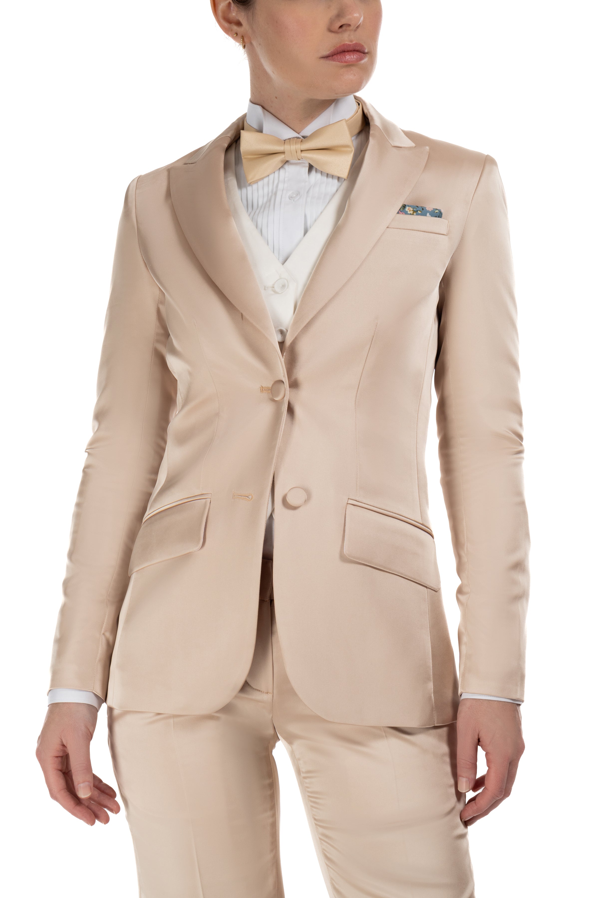 Champagne Gold Satin Peak Lapel Tuxedo Jacket