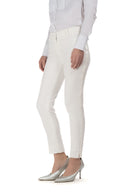 Pearl White Ultra Slim Fit Tuxedo Pants w/ Satin Back Pocket