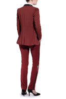 Burgundy & Black Shawl Collar Tuxedo Jacket