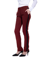 Burgundy & Black Slim Fit Tuxedo Pants