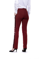 Burgundy & Black Slim Fit Tuxedo Pants