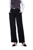 Black Straight Wide Fit Tuxedo Pants w/ Satin Back Pocket