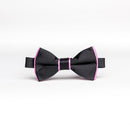 Black & Pink Trim Poly/Satin Bow Tie - Women’s Tuxedo Suits | girls prom tuxedo | gal tux | Wedding Party, Bridesmaids