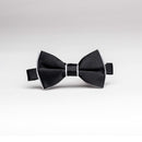 Black & Silver Trim Poly/Satin Bow Tie - Women’s Tuxedo Suits | girls prom tuxedo | gal tux | Wedding Party, Bridesmaids