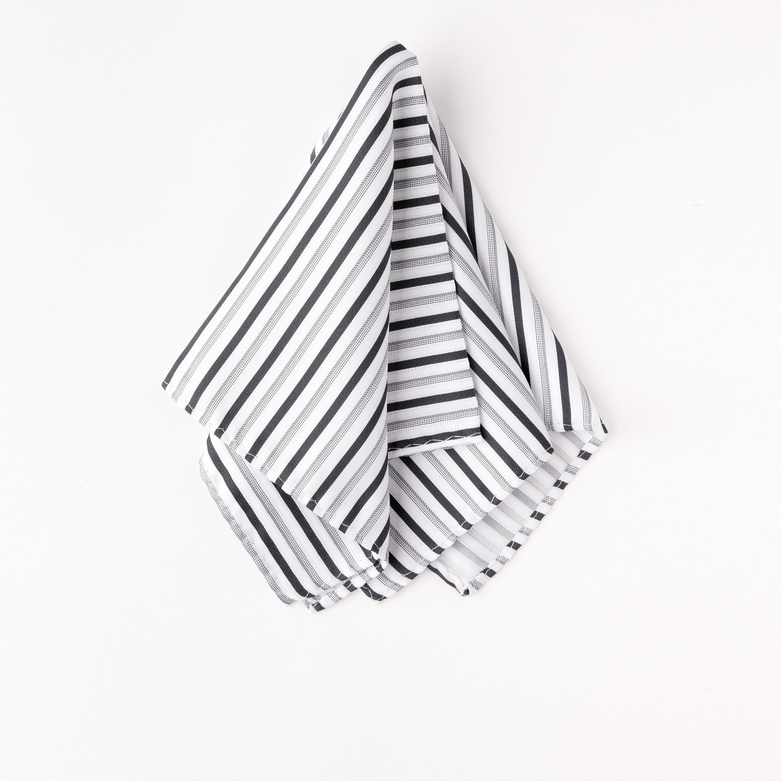 Black Gray & White Striped Micro/Poly Pocket Square