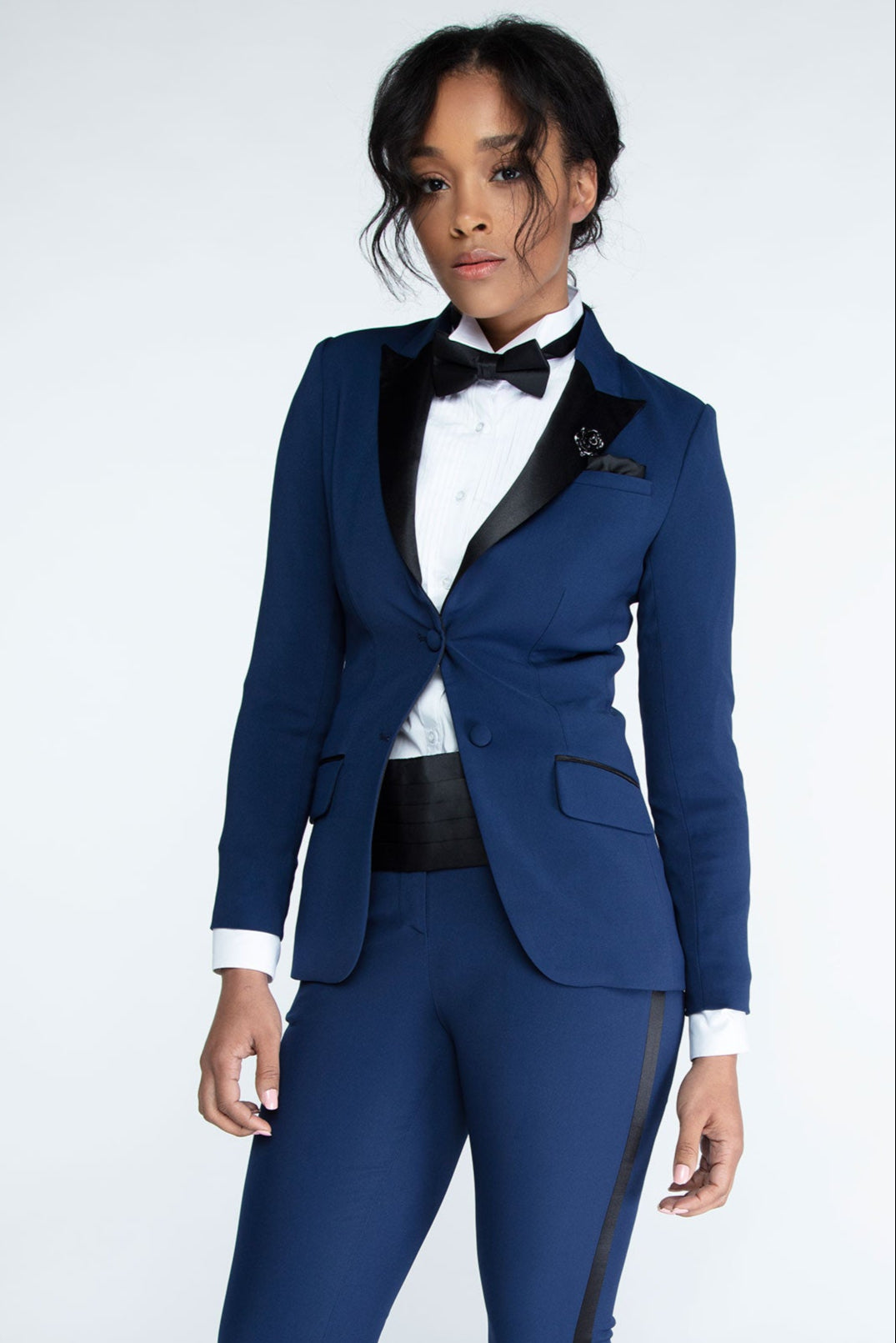 Navy & Black Peak Lapel Tuxedo Jacket - Women’s Tuxedo Suits | girls prom tuxedo | gal tux | Wedding Party, Bridesmaids