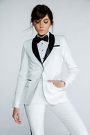 Diamond White & Black Shawl Collar Tuxedo Jacket - Women’s Tuxedo Suits | girls prom tuxedo | gal tux | Wedding Party, Bridesmaids