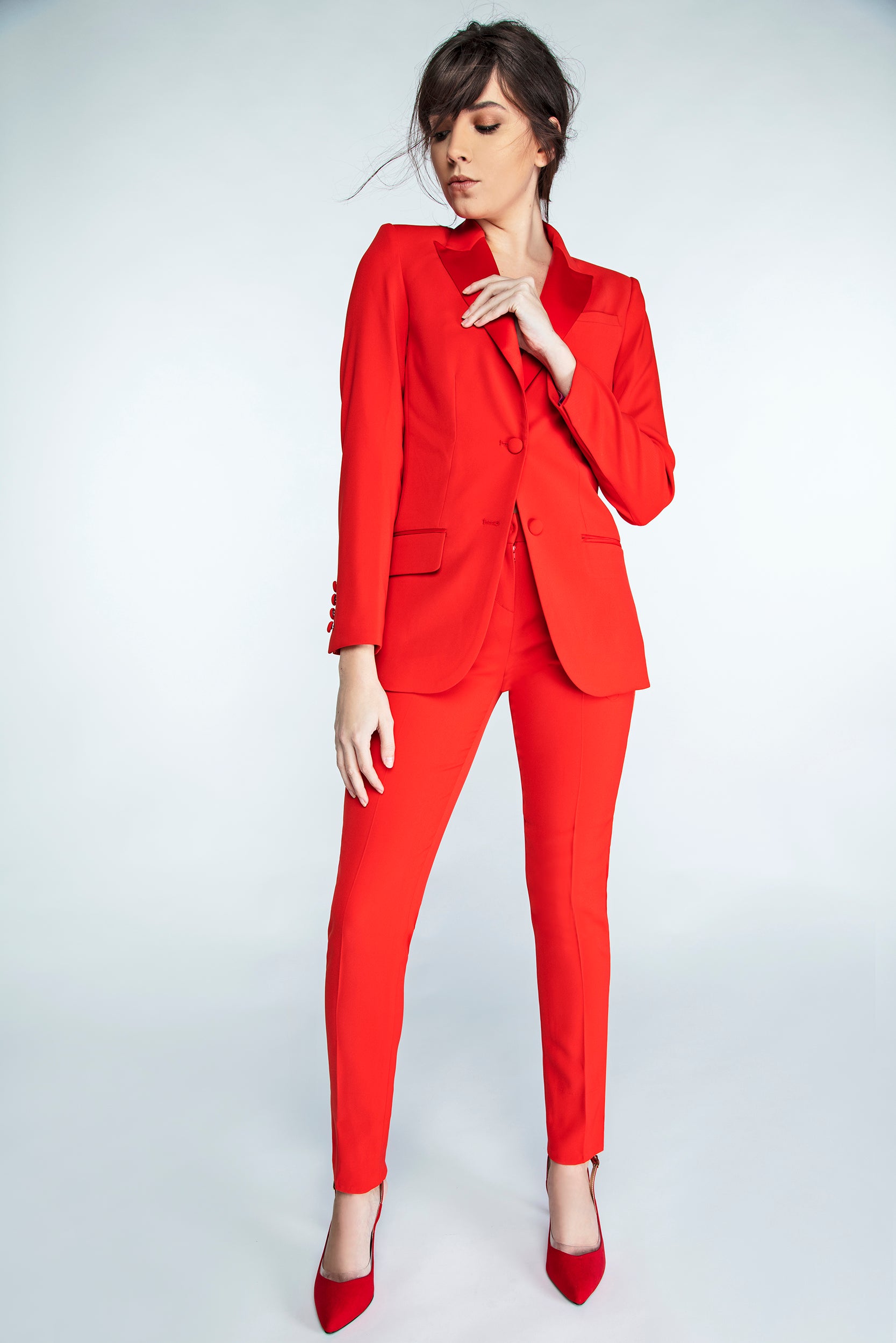 Red Peak Lapel Tuxedo Jacket - Women’s Tuxedo Suits | girls prom tuxedo | gal tux | Wedding Party, Bridesmaids