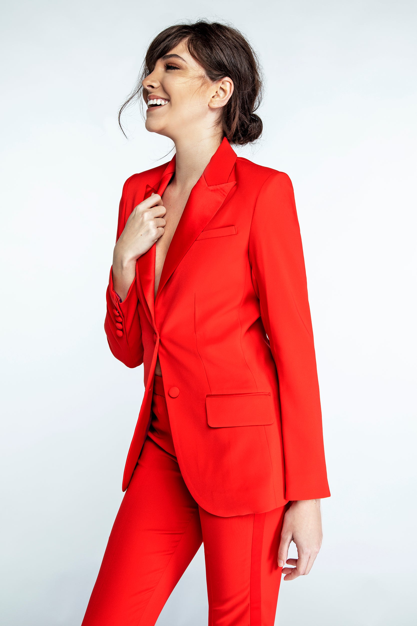 ASOS DESIGN skinny tuxedo jacket in red with black lapel | ASOS