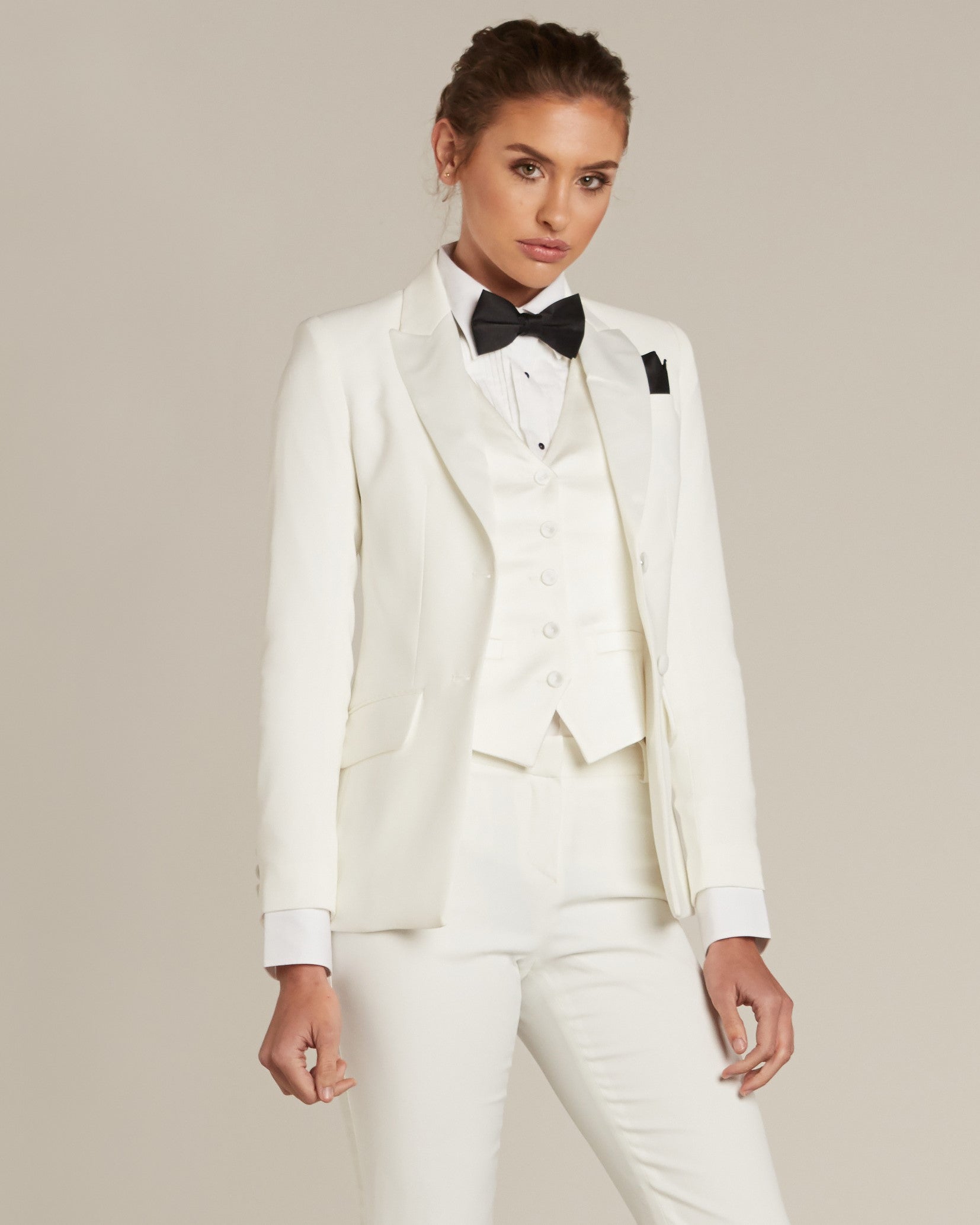 Diamond White Peak Lapel Tuxedo Jacket - Women’s Tuxedo Suits | girls prom tuxedo | gal tux | Wedding Party, Bridesmaids